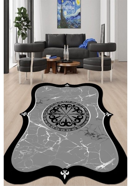 Dijital Baskılı Kaymaz Taban Yıkanabilir Lazer Kesim Salon Halısı ve Yolluk NH-LZR-SD-671