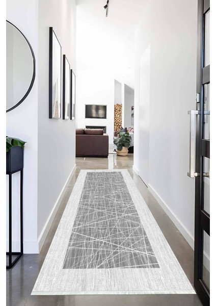 Dijital Baskılı Kaymaz Taban Yıkanabilir Modern Desenli Koridor Halısı Yolluk NHU-HY-1062