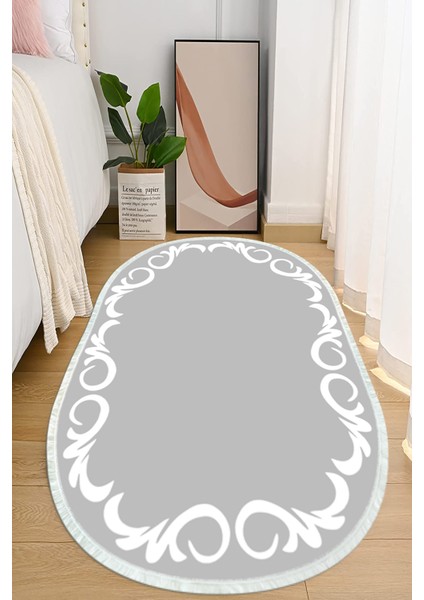 Dijital Baskılı Kaymaz Taban Yıkanabilir Oval Salon Halısı Mutfak Halısı ve Yolluk NHO-HT-868