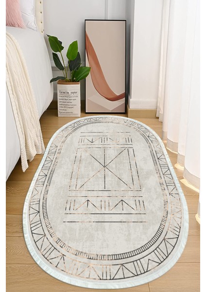 Dijital Baskılı Kaymaz Taban Yıkanabilir Oval Salon Halısı Mutfak Halısı ve Yolluk NHO-HT-399