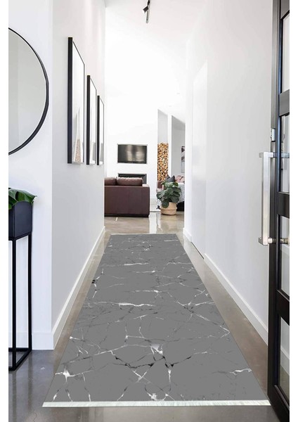 Dijital Baskılı Kaymaz Taban Yıkanabilir Modern Desenli Koridor Halısı Yolluk NHU-SD-393
