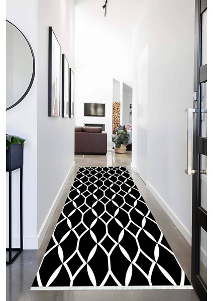 Dijital Baskılı Kaymaz Taban Yıkanabilir Modern Desenli Koridor Halısı Yolluk NHU-HS-408