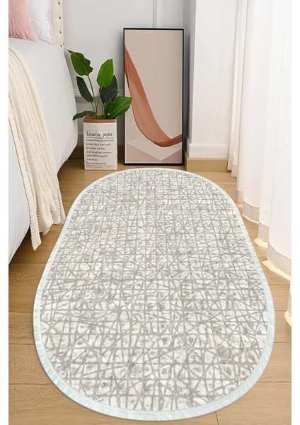 Dijital Baskılı Kaymaz Taban Yıkanabilir Oval Salon Halısı Mutfak Halısı ve Yolluk NHO-HT-445
