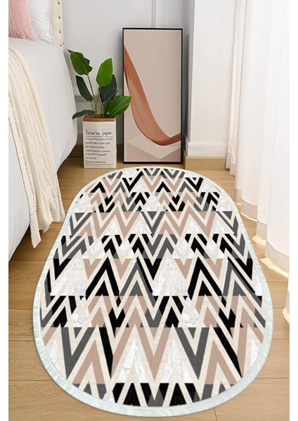 Dijital Baskılı Kaymaz Taban Yıkanabilir Oval Salon Halısı Mutfak Halısı ve Yolluk NHO-HT-779