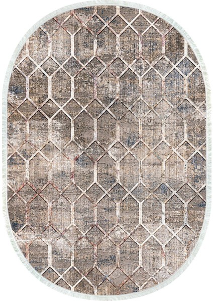 Dijital Baskılı Kaymaz Taban Yıkanabilir Oval Salon Halısı Mutfak Halısı ve Yolluk NHO-SD-239