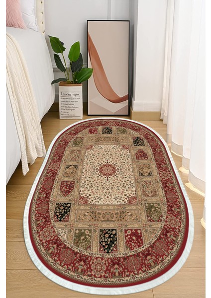 Dijital Baskılı Kaymaz Taban Yıkanabilir Oval Salon Halısı Mutfak Halısı ve Yolluk Nho-Ht-75