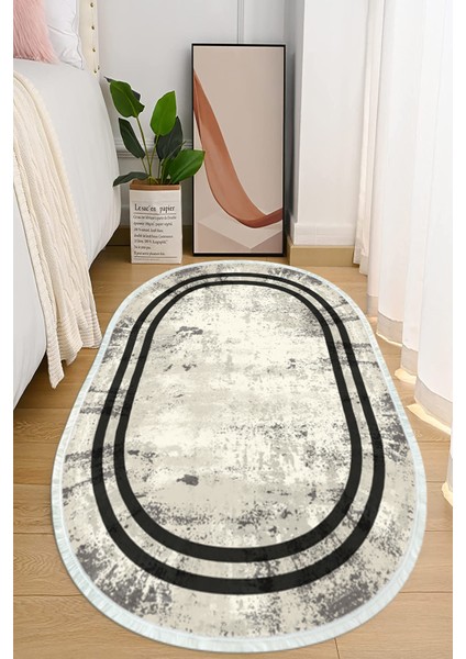 Dijital Baskılı Kaymaz Taban Yıkanabilir Oval Salon Halısı Mutfak Halısı ve Yolluk NHO-HT-1271