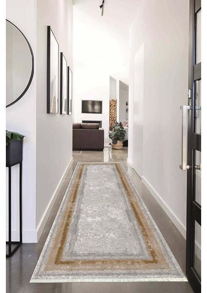 Dijital Baskılı Kaymaz Taban Yıkanabilir Modern Desenli Koridor Halısı Yolluk NHU-HY-1406