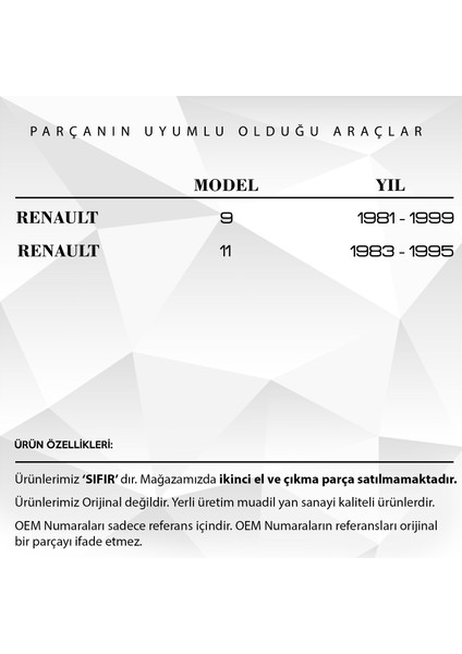 DNC Auto Part Renault 9,11 Için Cam Su Fıskiye Memesi Sağ-Sol Set