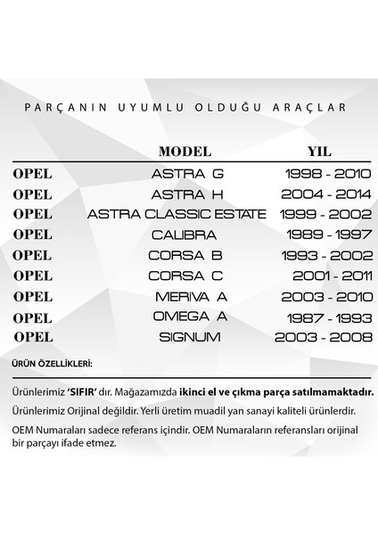 Opel Astra G, H, Corsa B, C Için Tavan Anten Çubuğu