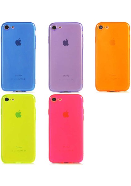 Apple iPhone Se 3 2022 Kapak Kamera Korumalı Neon Renkli Silikon Kılıf - Neon Pembe