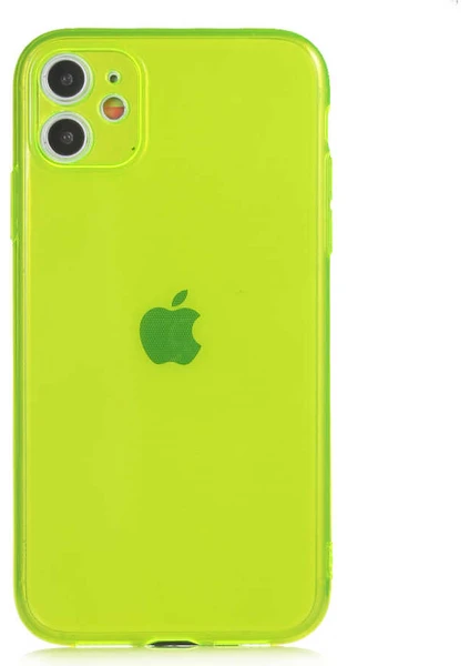 Caseart Apple iPhone 11 Kapak Kamera Korumalı Neon Renkli Silikon Kılıf - Neon Sarı