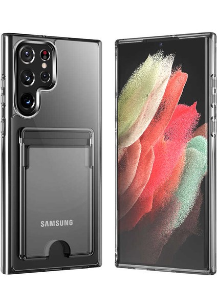 Samsung Galaxy S22 Ultra Kılıf Darbe Emici Şeffaf Kartlık Şık Görünüm Magsafe Sert Pc Silikon Kapak