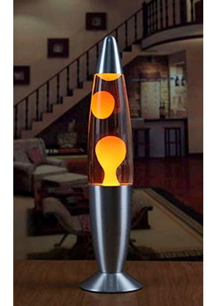 Lav Lambası Turuncu Büyük Boy 41 cm Gece Lambası Lava Lamp Turuncu