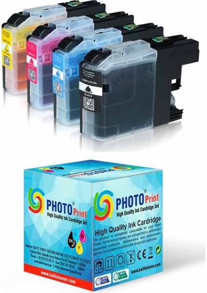 Mfc J430W Brother Uyumlu LC-77xL LC1240-LC1280 4 Renk Muadil Kartuş Seti 1.200 Sayfa (Chipli)