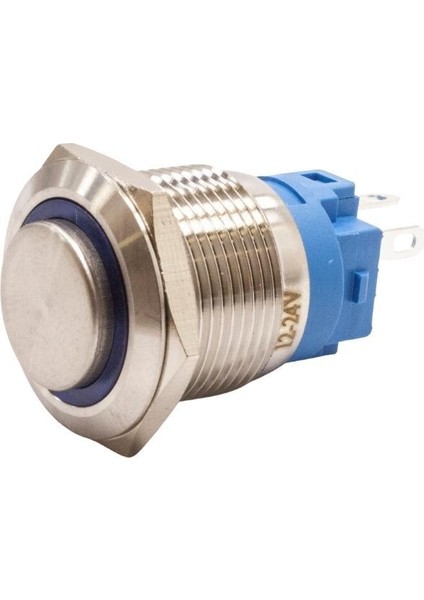19A-G1Z-E 19MM Çıkık Anahtarlı Işıklı Metal Buton - Mavi
