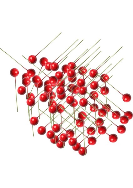 100 Parça Mini Çilek Yapay Köpük Çiçek Meyve Stamens Dekor Kırmızı (Yurt Dışından)