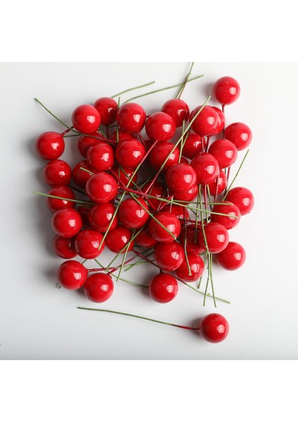 100 Parça Mini Çilek Yapay Köpük Çiçek Meyve Stamens Dekor Kırmızı (Yurt Dışından)