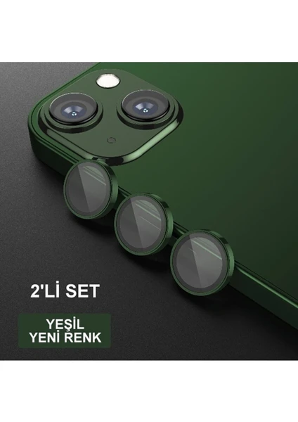 Iphone 13 ve 13 Mini Uyumlu Kamera Lens Koruyucu Yeşil Renk