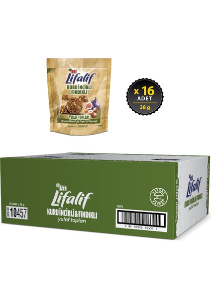 Lifalif Kuru İncirli Fındıklı Yulaf Topları 38 g x 16 Adet