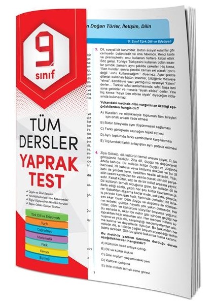 4 Element Yayınları 9. Sınıf Tüm Dersler Yaprak Test Güncellenmiş Yeni Müfredat