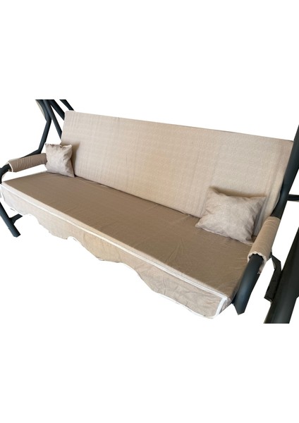 3 Kişilik Salıncak Minder Seti Süngerli Kılıfı Krem Bahçe Minderi fiyatları
