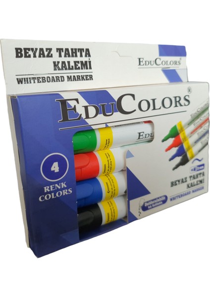 Edu Colors Doldurulabilir Beyaz Tahta Kalemi 4 Renk Set 4'lü Paket