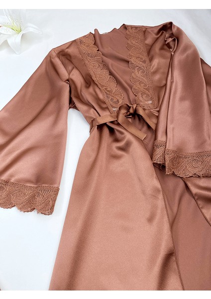 Cappicuno Saten Gecelik-Sabahlık Set