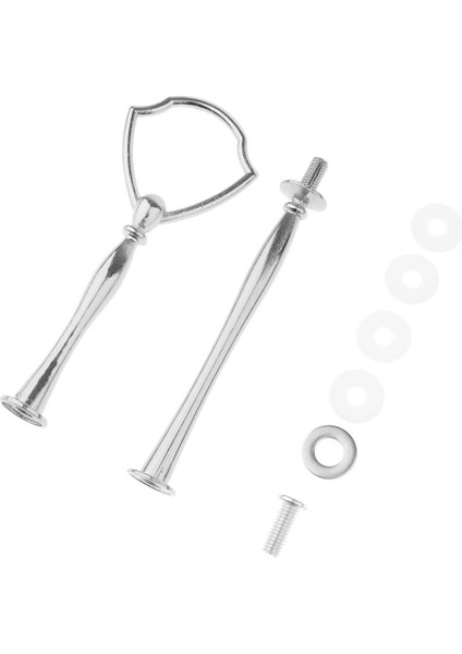 2 Katmanlı Metal Kek Stand Tutucu Merkezi Tutma Donanım Kafa Aksesuarları Gümüş (Yurt Dışından)