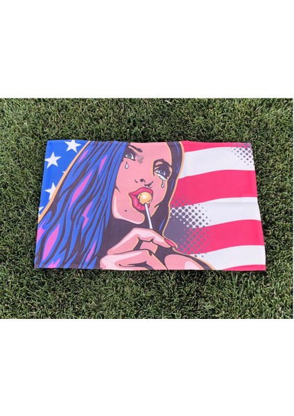 Mikrofiber El ve Yüz Havlusu, American Girl / Amerikalı Kız Baskılı, 40X60 cm