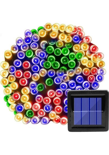 Solar 100 Ledli 12 Metre Bahçe Aydınlatma Dekorasyon Güneş Enerjili LED Rgb Işık