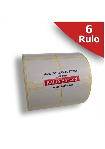 40X30 Yanyana 2 Li Termal Etiket | 6 Rulo Barkod Etiketi
