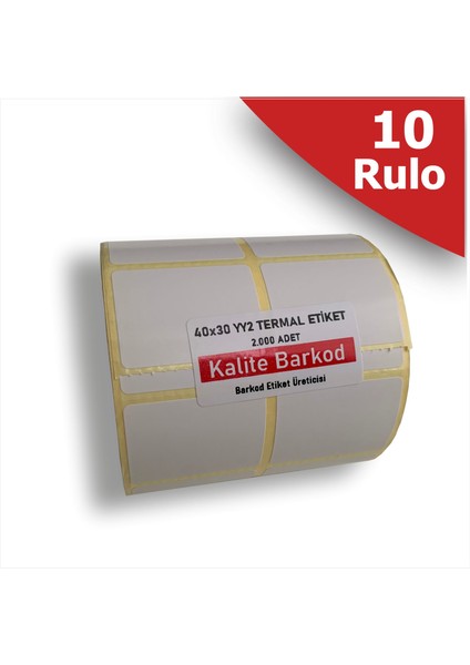 40X30 Yanyana 2 Li Termal Etiket | 10 Rulo Barkod Etiketi