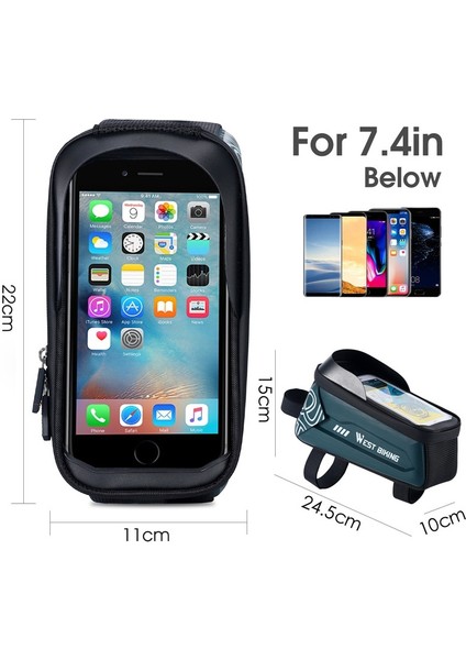 Bisiklet Bisiklet Üst Tüp 2.2l Sert Kabuk Çantası 7.4 Inç Cep Telefonu Koyu Yeşil (Yurt Dışından)