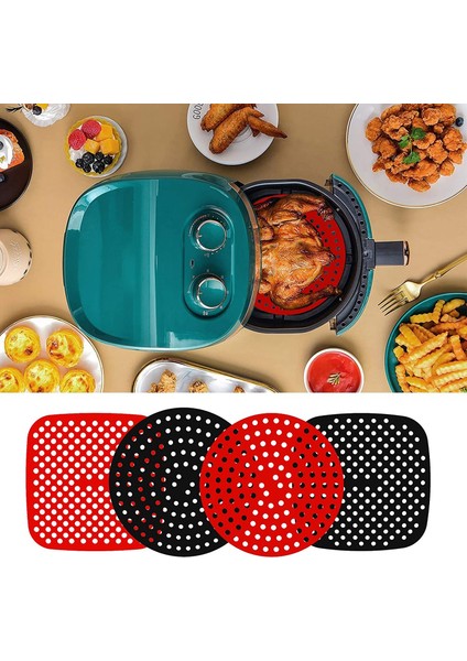 2 Adet 8,5" Yeniden Kullanılabilir Havalı Fritöz Pedi Silikon(Yurt Dışından)