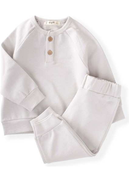 Reglan Kol Patlı Erkek Basıc Takım Kırık Beyaz