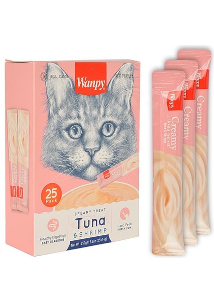 Kedi Ödül Çubuğu Sıvı Ton Balıklı ve Karideli 25 Adet 14 gr (2 Adet)