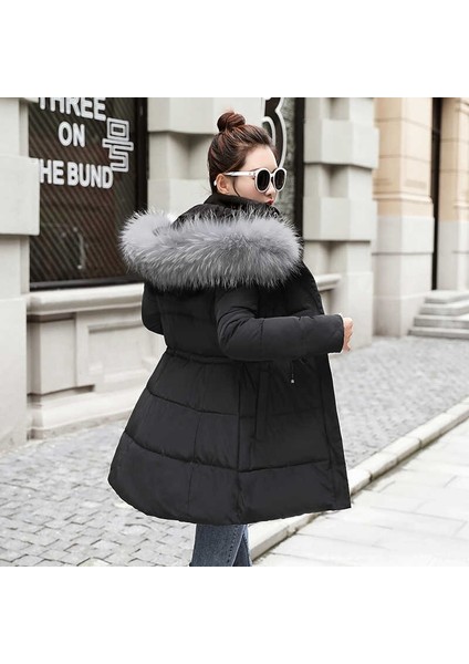 Kışlık Yaka Kürklü Uzun Kadın Şişme Mont BT122SIYAHH fiyatları