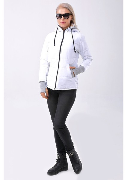 Günlük Su Geçirmez Kışlık Şişme Kadın Mont 801BEYAZZ fırsatları