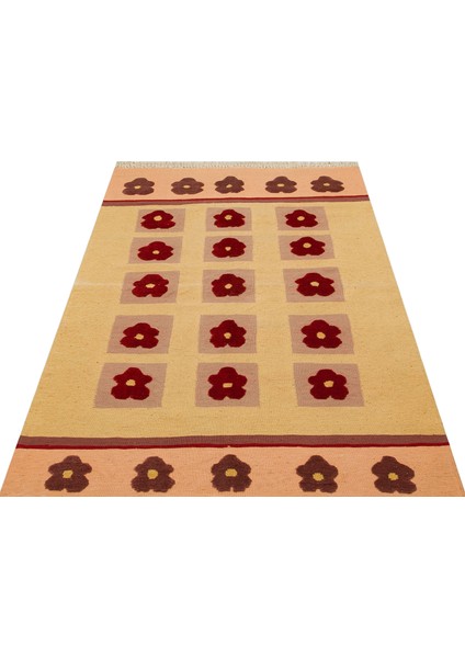 Çiçekli El Dokuma Vintage Kilim 130 x 197 cm 8692