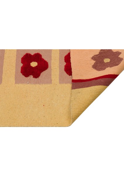 Çiçekli El Dokuma Vintage Kilim 130 x 197 cm 8692