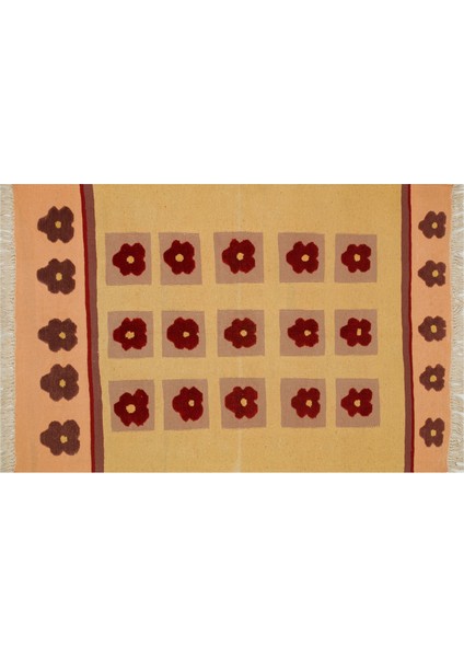 Çiçekli El Dokuma Vintage Kilim 130 x 197 cm 8692