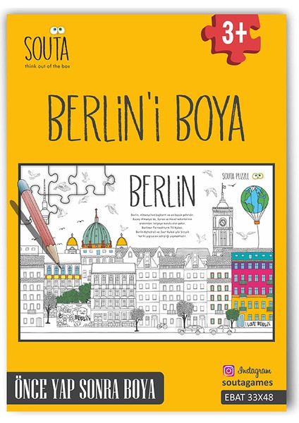 Puzzle Berlin'i Boya 54 Parça Boyama Puzzle (EBAT:33X48CM)