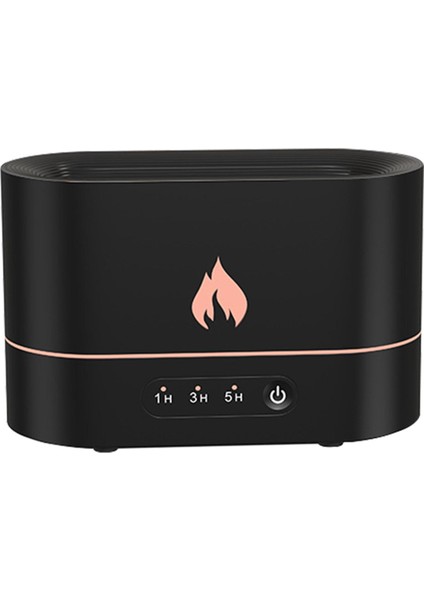 Hava Nemlendirici Otomatik Kapatma 3D Alev USB Bebekler Için Kreş Yoga Yatak Odası Siyah (Yurt Dışından)
