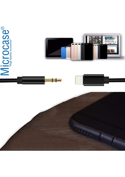 iPhone Uyumlu iPad Lightning To 3.5 mm Aux Çevirici Kablo 1 Metre Siyah - AL2959