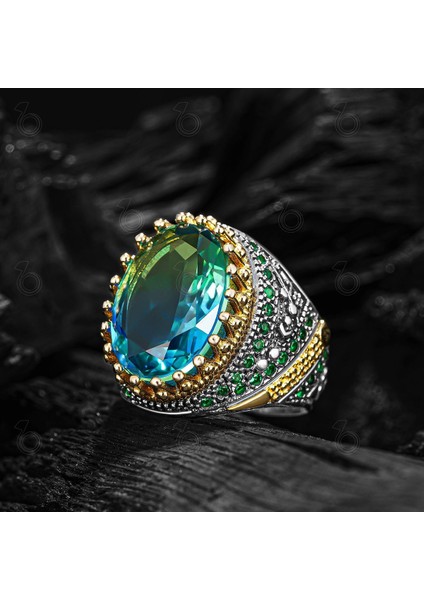 925 Ayar Gümüş Turmalin Taşlı Erkek Yüzük fiyatları