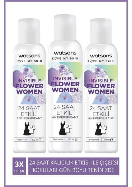 Invisible Flower 24 Saat Etkili Kadın Deodorant 150 ml x 3