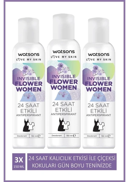 Invisible Flower 24 Saat Etkili Kadın Deodorant 150 ml x 3