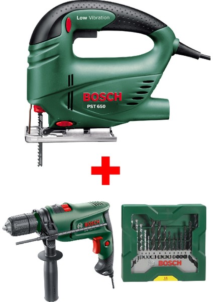Dekupaj Testere Makinası Pst 650 + Bosch Darbeli Matkap Easyimpact 600 + Matkap Ucu Seti