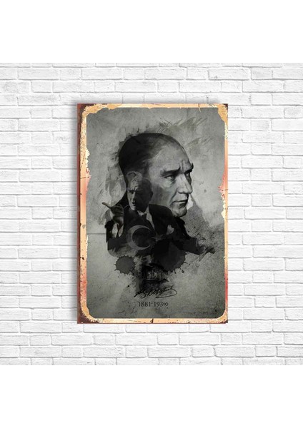 Atatürk Retro Ahşap Poster